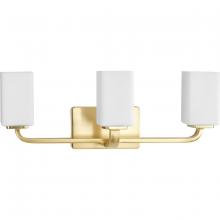 PROGRESS LIGHTING P300370-012 - Cowan Collection Three-Light Modern Satin Brass Etched Opal Glass Bath Vanity Light