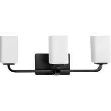 PROGRESS LIGHTING P300370-31M - Cowan Collection Three-Light Modern Matte Black Etched Opal Glass Bath Vanity Light