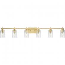 PROGRESS LIGHTING P300372-012 - Adley Collection Six-Light New Traditional Satin Brass Clear Glass Bath Vanity Light