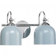 PROGRESS LIGHTING P300382-015 - Dalton Collection Two-Light Farmhouse Polished Chrome Metal Shade Bath Vanity Light