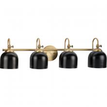 PROGRESS LIGHTING P300384-163 - Dalton Collection Four-Light Farmhouse Vintage Brass Metal Shade Bath Vanity Light