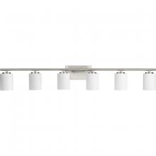 PROGRESS LIGHTING P300385-009 - Replay Collection Six-Light Traditional Brushed Nickel Etched White Glass Bath Vanity Light