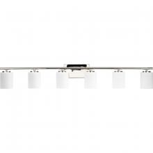 PROGRESS LIGHTING P300385-104 - Replay Collection Six-Light Traditional Polished Nickel Etched White Glass Bath Vanity Light