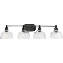 PROGRESS LIGHTING P300398-31M - Singleton Collection Four-Light 36" Matte Black Farmhouse Vanity Light with Clear Glass Shades