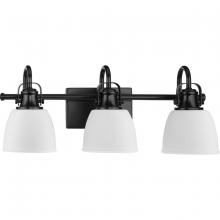 PROGRESS LIGHTING P300428-31M - Preston Collection Three-Light Coastal Matte Black Bath and Vanity Light