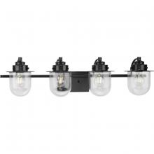 PROGRESS LIGHTING P300437-31M - Northlake Collection Four-Light Matte Black Clear Glass Transitional Bath Light