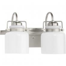 PROGRESS LIGHTING P300439-009 - Fessler Collection Two-Light Brushed Nickel Opal Glass Farmhouse Bath Light