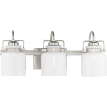 PROGRESS LIGHTING P300440-009 - Fessler Collection Three-Light Brushed Nickel Opal Glass Farmhouse Bath Light