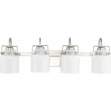 PROGRESS LIGHTING P300441-009 - Fessler Collection Four-Light Brushed Nickel Opal Glass Farmhouse Bath Light