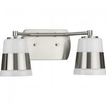 PROGRESS LIGHTING P300443-009 - Haven Collection Two-Light Brushed Nickel Opal Glass Luxe Industrial Bath Light