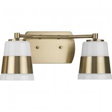 PROGRESS LIGHTING P300443-163 - Haven Collection Two-Light Vintage Brass Opal Glass Luxe Industrial Bath Light