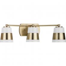 PROGRESS LIGHTING P300444-163 - Haven Collection Three-Light Vintage Brass Opal Glass Luxe Industrial Bath Light