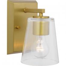 PROGRESS LIGHTING P300457-191 - Vertex Collection One-Light Brushed  Gold Clear Glass Contemporary Bath Light
