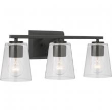 PROGRESS LIGHTING P300459-31M - Vertex Collection Three-Light Matte Black Clear Glass Contemporary Bath Light