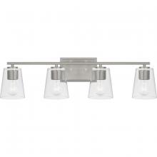 PROGRESS LIGHTING P300460-009 - Vertex Collection Four-Light Brushed Nickel Clear Glass Contemporary Bath Light
