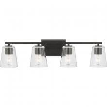 PROGRESS LIGHTING P300460-31M - Vertex Collection Four-Light Matte Black Clear Glass Contemporary Bath Light