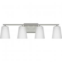 PROGRESS LIGHTING P300464-009 - Vertex Collection Four-Light Brushed Nickel Etched White Glass Contemporary Bath Light