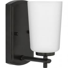 PROGRESS LIGHTING P300465-31M - Adley Collection One-Light Matte Black Etched Opal Glass New Traditional Bath Vanity Light