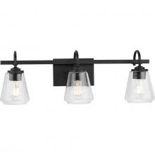 PROGRESS LIGHTING P300474-31M - Martenne Collection Three-Light Matte Black Modern Farmhouse Vanity Light