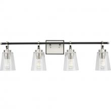 PROGRESS LIGHTING P300483-009 - Cassell Collection Four-Light Brushed Nickel Matte Black Luxe Industrial Bath & Vanity Light