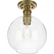 PROGRESS LIGHTING P350046-163 - Hansford Collection One-Light Vintage Brass Clear Glass Farmhouse Flush Mount Light