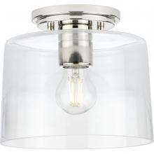 PROGRESS LIGHTING P350213-104 - Adley Collection One-Light Polished Nickel Clear Glass New Traditional Flush Mount Light