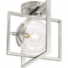 PROGRESS LIGHTING P350218-009 - Atwell Collection 10" One-Light Mid-Century Modern Brushed Nickel Clear Glass Semi-Flush Mount L