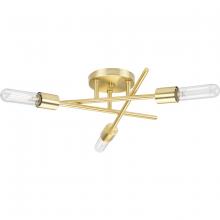 PROGRESS LIGHTING P350225-012 - Astra Collection Three-Light 18" Satin Brass Modern Semi-Flush Mount Light