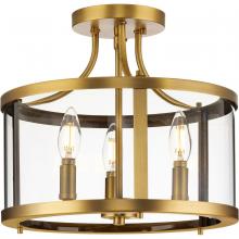 PROGRESS LIGHTING P350231-163 - Gilliam Collection 13 in. Three-Light Vintage Brass New Traditional Semi-Flush Mount