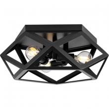 PROGRESS LIGHTING P350244-31M - Saucedo Collection Three-Light Matte Black Modern 14.6" Flush Mount