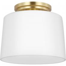 PROGRESS LIGHTING P350260-012 - Adley Collection One-Light Satin Brass Etched Opal  Glass New Traditional Flush Mount Light