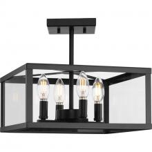 PROGRESS LIGHTING P350264-31M - Hilllcrest Collection 13 in. Four-Light Matte Black Transitional Semi-Flush Mount Light