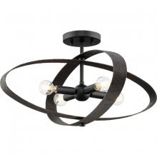 PROGRESS LIGHTING P350280-31M - Allegheny Collection Four-Light Matte Black Rustic Modern 24" Semi-Flush Mount Light