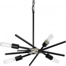 PROGRESS LIGHTING P400108-31M - Astra Collection Six-Light 22" Matte Black Modern Chandelier