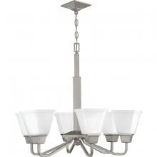 PROGRESS LIGHTING P400119-009 - Clifton Heights Collection Six-Light Brushed Nickel Etched Glass Craftsman Chandelier Light