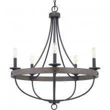 PROGRESS LIGHTING P400158-143 - Gulliver Collection Five-Light Graphite Coastal Chandelier Light