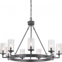 PROGRESS LIGHTING P400165-143 - Gresham Collection Nine-Light Graphite Clear Seeded Glass Farmhouse Chandelier Light