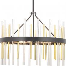 PROGRESS LIGHTING P400176-031 - Orrizo Collection Six-Light Matte Black Clear Glass Luxe Chandelier Light