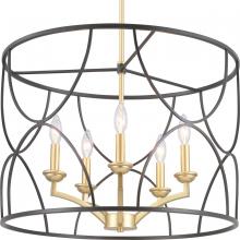 PROGRESS LIGHTING P400178-031 - Landree Collection Five-Light Matte Black Luxe Chandelier Light