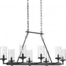 PROGRESS LIGHTING P400180-143 - Gresham Collection Eight-Light Graphite Clear Seeded Glass Farmhouse Chandelier Light