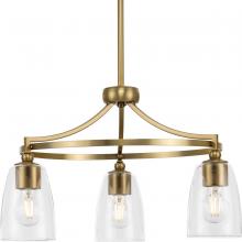 PROGRESS LIGHTING P400295-109 - Parkhurst Collection Three-Light New Traditional Brushed Bronze Clear Glass Chandelier Light