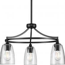 PROGRESS LIGHTING P400295-31M - Parkhurst Collection Three-Light New Traditional Matte Black Clear Glass Chandelier Light