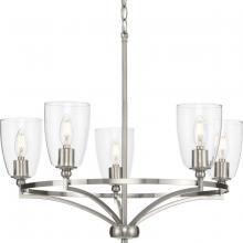 PROGRESS LIGHTING P400296-009 - Parkhurst Collection Five-Light New Traditional Brushed Nickel Clear Glass Chandelier Light