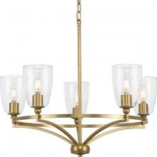 PROGRESS LIGHTING P400296-109 - Parkhurst Collection Five-Light New Traditional Brushed Bronze Clear Glass Chandelier Light