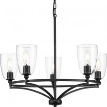 PROGRESS LIGHTING P400296-31M - Parkhurst Collection Five-Light New Traditional Matte Black Clear Glass Chandelier Light