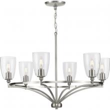 PROGRESS LIGHTING P400297-009 - Parkhurst Collection Six-Light New Traditional Brushed Nickel Clear Glass Chandelier Light