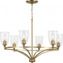 PROGRESS LIGHTING P400297-109 - Parkhurst Collection Six-Light New Traditional Brushed Bronze Clear Glass Chandelier Light