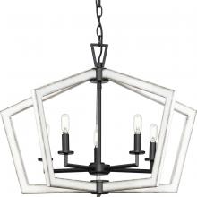 PROGRESS LIGHTING P400301-31M - Galloway Collection Five-Light 19.25" Matte Black Modern Farmhouse Chandelier with Distressed Wh