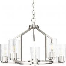 PROGRESS LIGHTING P400316-009 - Goodwin Collection Five-Light Brushed Nickel Modern Farmhouse Chandelier