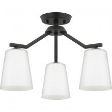PROGRESS LIGHTING P400342-31M - Vertex Collection Three-Light Matte Black Etched White Contemporary Convertible Chandelier